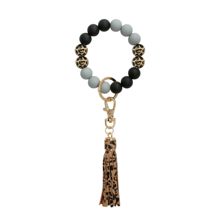 New Tassel Wood Bead Bracelet Silicone Bracelet Key Chain