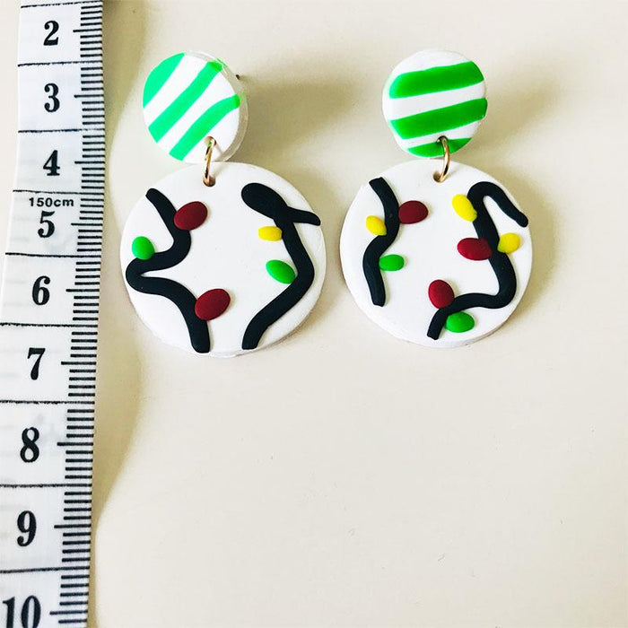 Green Gift Box Snowman Leaf Clay Knot DIY Stud Earrings