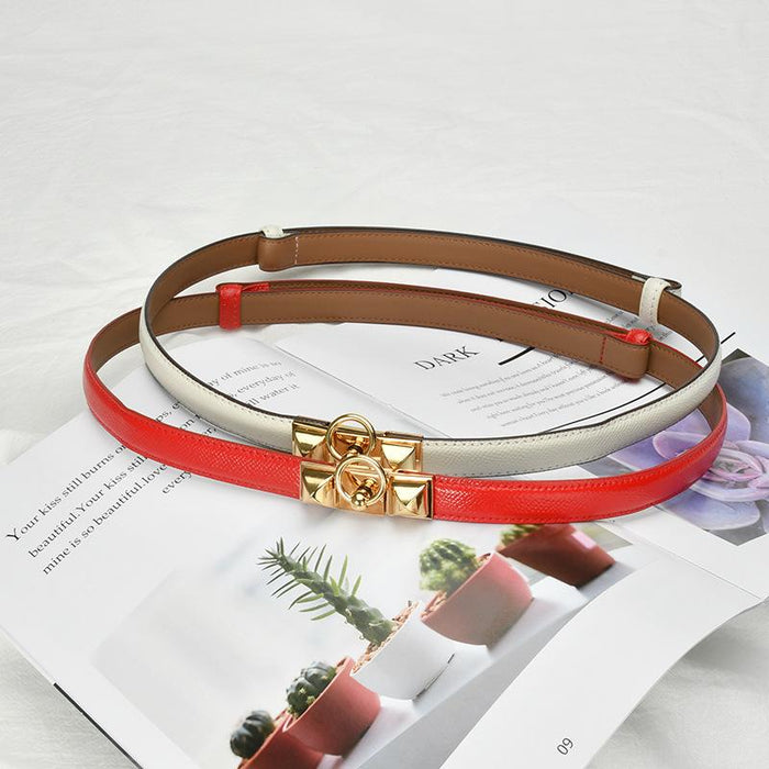 New Women's Leisure Leather Slim Elastic Thin Belt