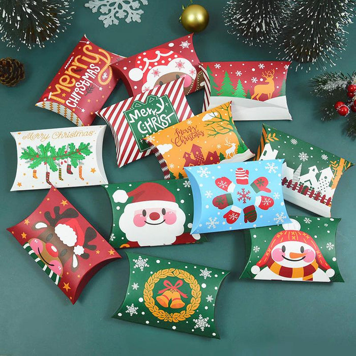 50Pcs Christmas Pillow Shape Candy Box