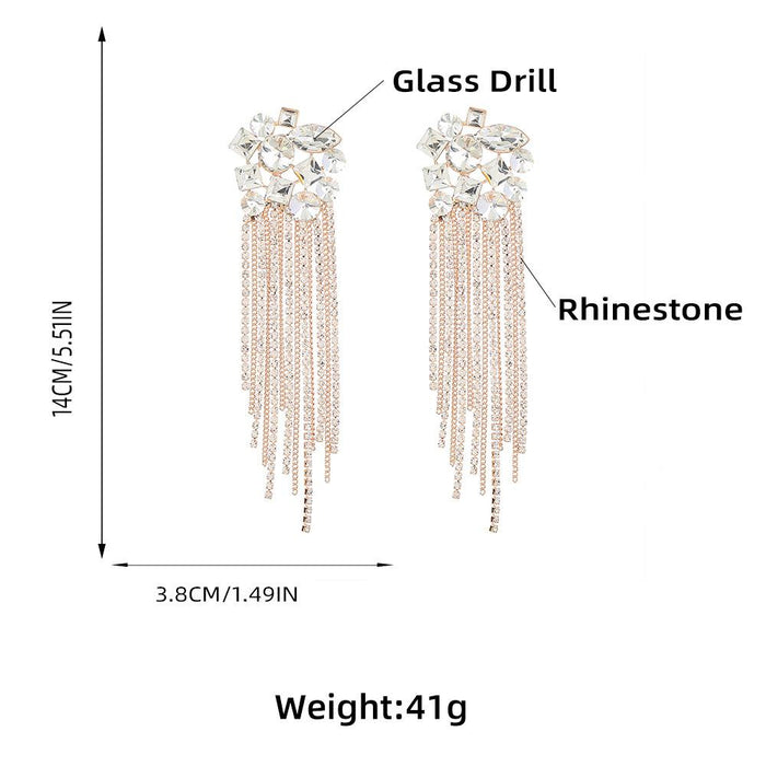 Fashionable Spring and Summer New Rhinestone Tassel Earrings