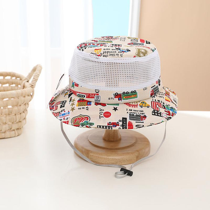 Summer Cartoon Car Print Children's Breathable Sunshade Mesh Hat