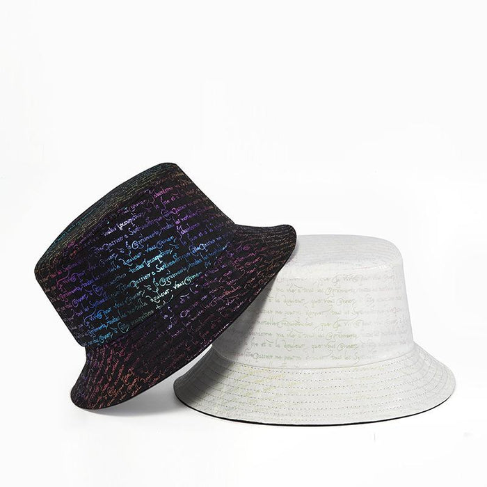 New Street Fashion Trend Gold colour Letter Bucket Hat