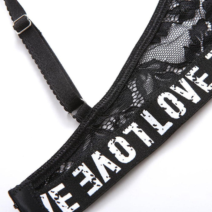 Women's Lace Alphabet Underwear Sexy Lingerie Set