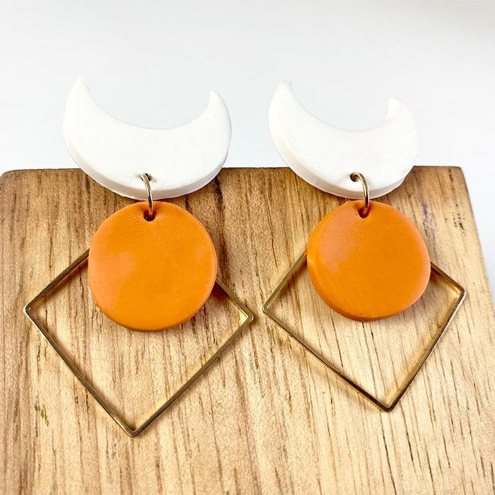 Temperament Dark Moon Geometric Clay Earrings Earrings