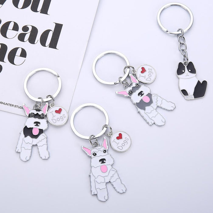 Multicolor Pet Dog Painted Zinc Alloy Keychain