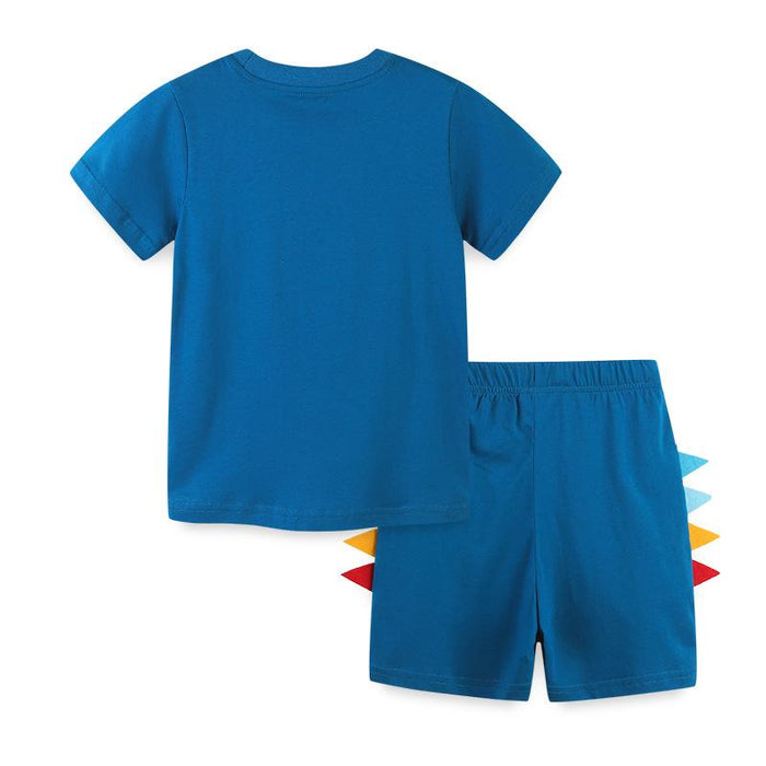 Children's short sleeved T-shirt set knitted cotton two-piece set