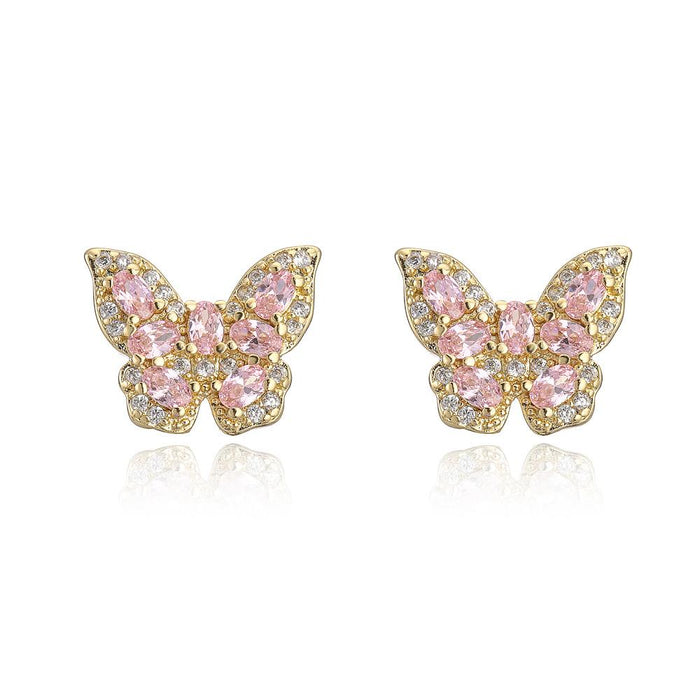 New Fashion Versatile Zircon Butterfly Earrings Stud Earrings