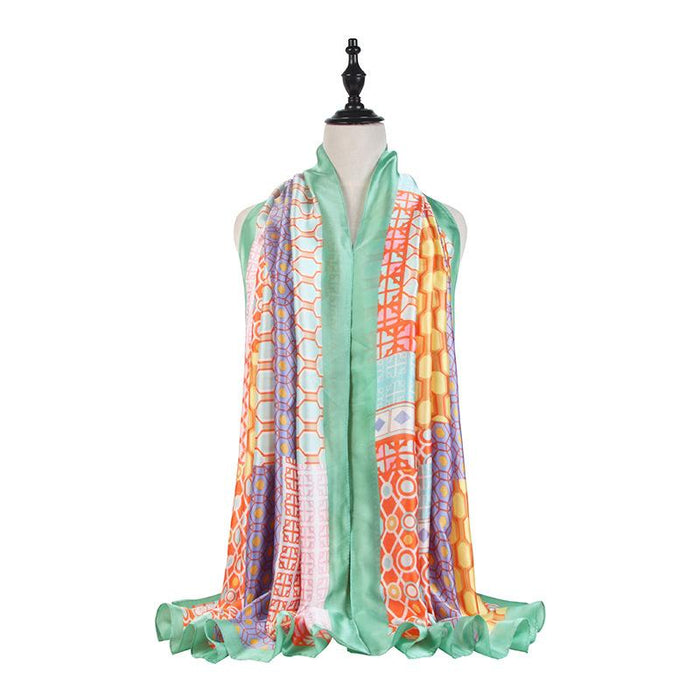 Sunscreen Shawl Printed Scarf Beaded Wall Stitched Scarf