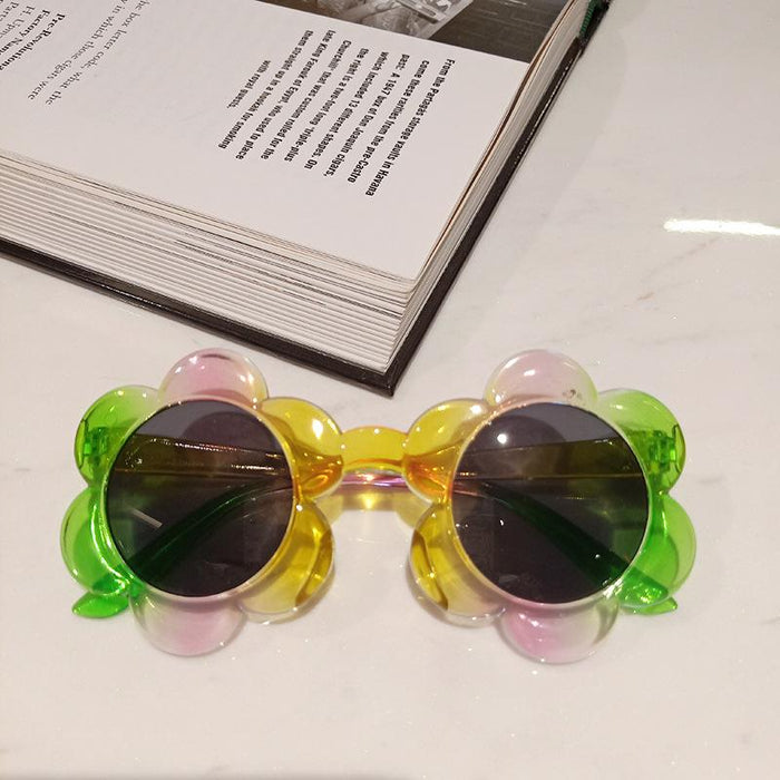 Fashionable Flower Transparent Jelly Color Children's Sunglasses