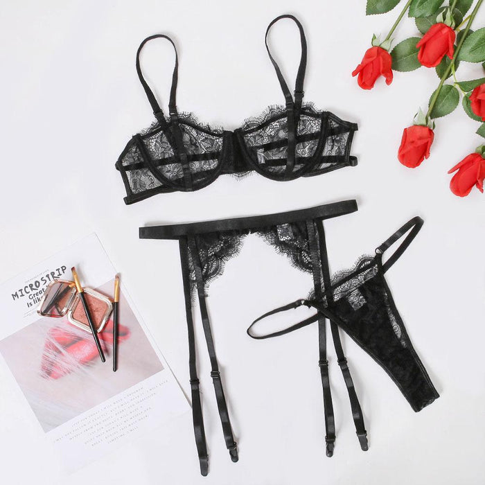 Lace Sexy Lingerie Three Piece Set Women Intimates