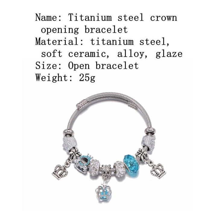 Titanium Steel Adjustable Color Crown Pendant Bracelet