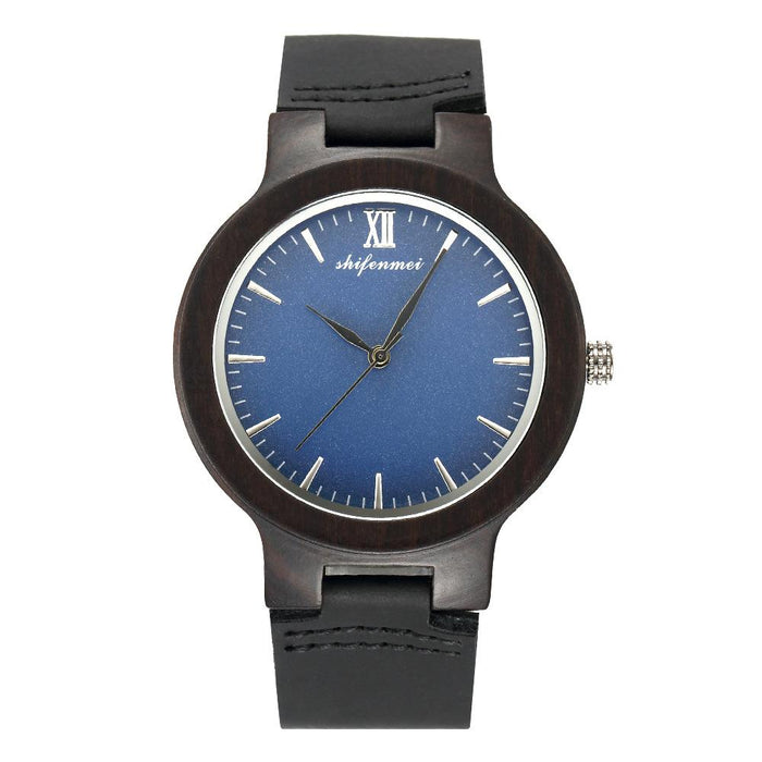 Quartz Watch Men's Cool Sandalwood Blue Literal Wood Watch
