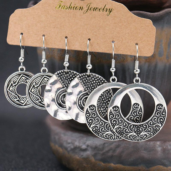 Retro Punk Metallic 3-Pair Earrings