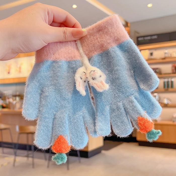 Winter Baby Sweet Cartoon Knitted Yarn Keep Warm Gloves