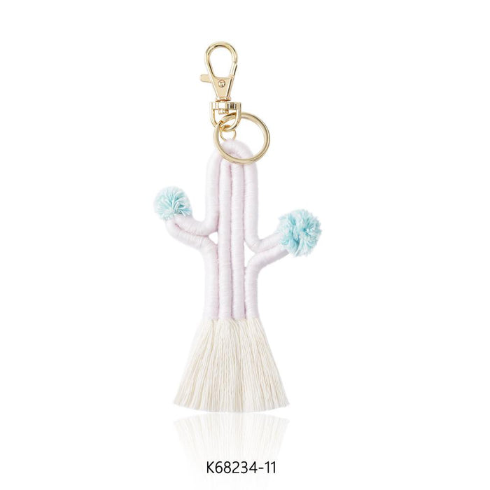 Hand Woven Cactus Key Chain Bohemian Bag Pendant