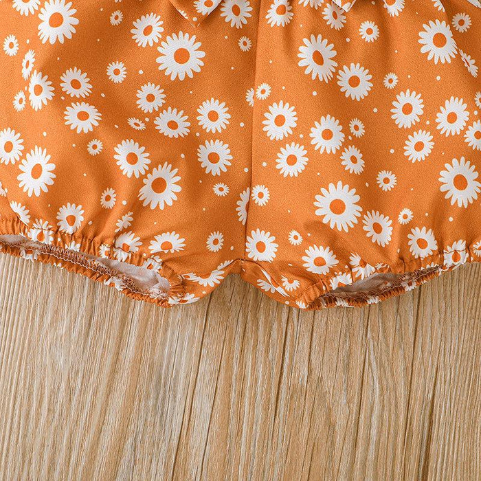 Baby Girls Summer Top + Floral Shorts and Headband 3-piece Set