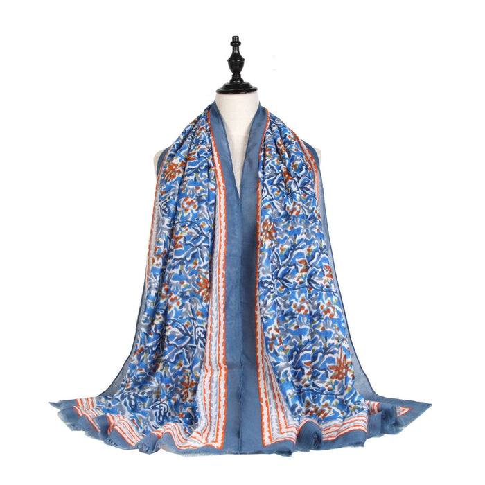 Printed Scarf Shawl Small Flower Print Sunscreen Warmth