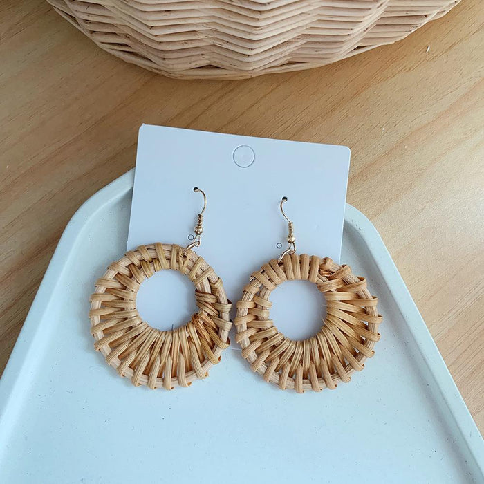 Popular Handmade Natural Grass Woven Earrings