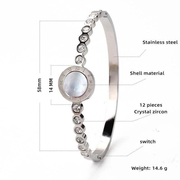 Fashion Retro Roman Women's Titanium Steel Buckle Bracelet Bangle