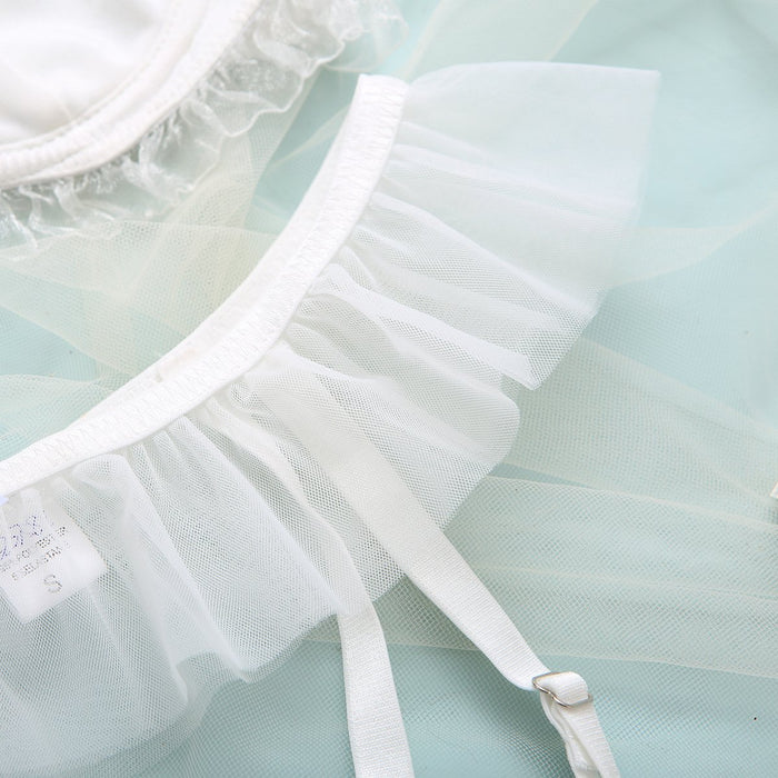 Women Lace Stitching Lingerie Mesh Underwear Three-piece Set