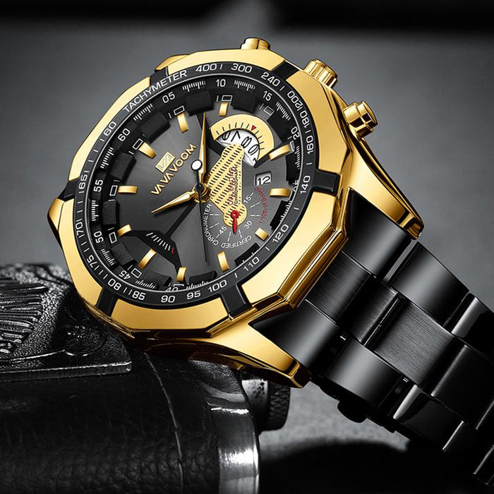 Sports Watches Fashion Stainless Steel Luxury Luminous Waterproof Calendar Quartz Watches
