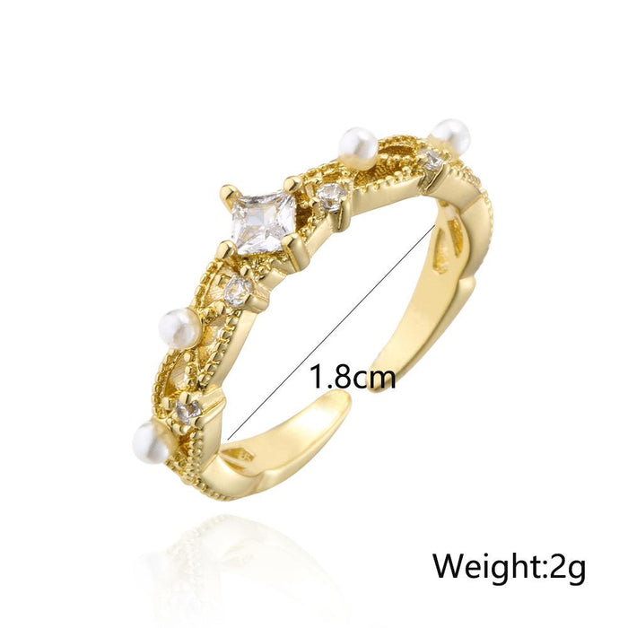 New Fashion Gold Color Zircon Geometric Open Ring