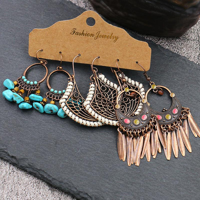 3 pairs/set Earrings Bohemian Style Jewelry X0X36193