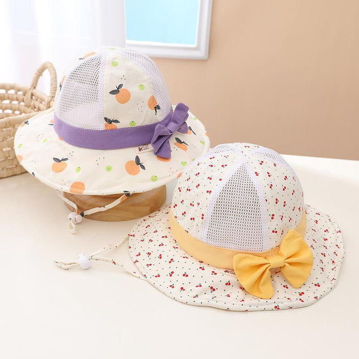 Summer Cute Bow Children's Breathable Mesh Fisherman Hat