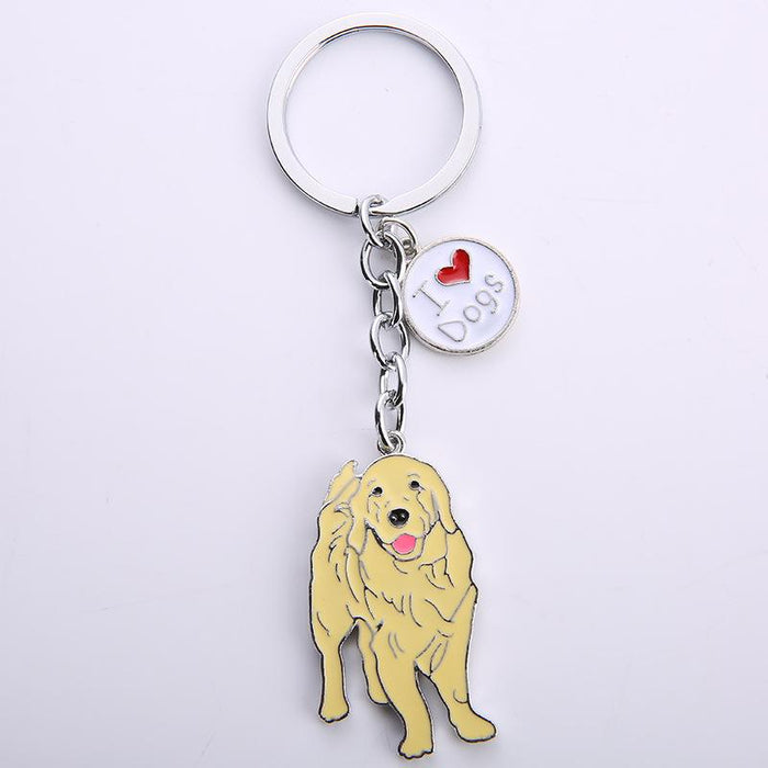 Multicolor Pet Dog Painted Zinc Alloy Keychain