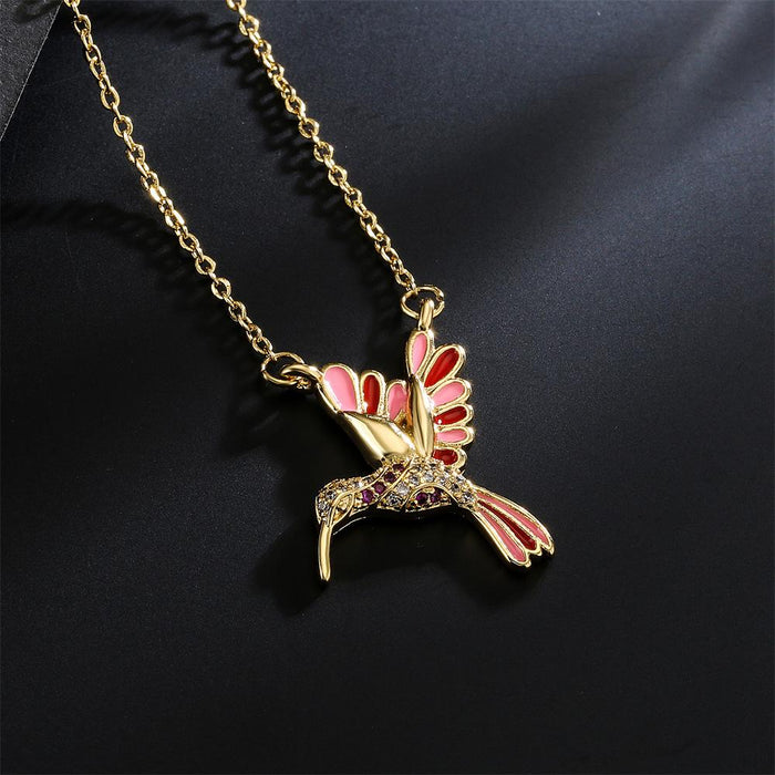 Fashion Drop Oil Personalized Flying Bird Pendant Necklace