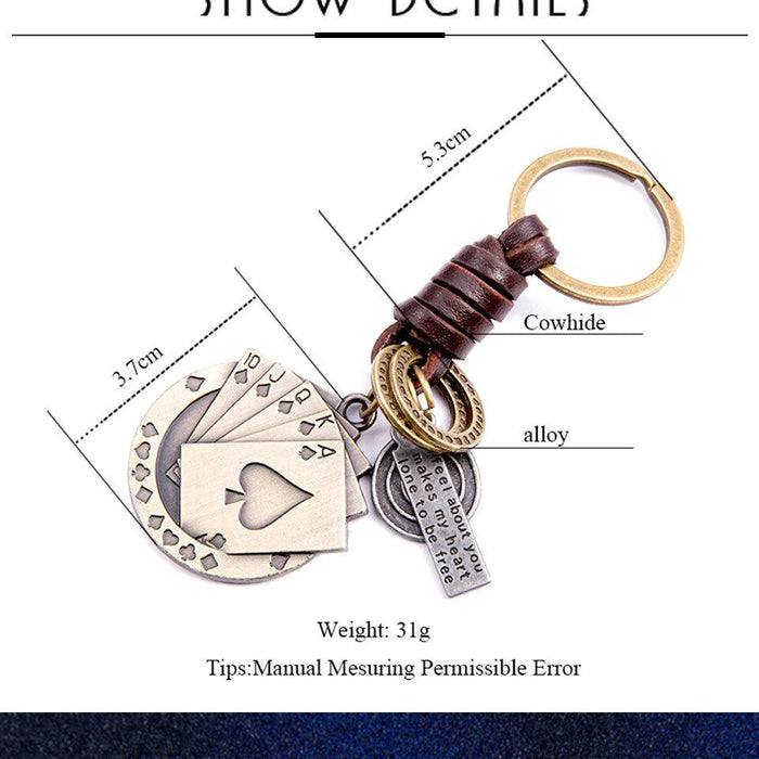 Vintage key chain punk leather metal key chain creative personality key chain