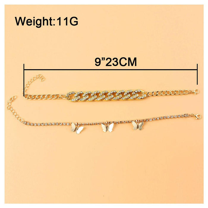 Creative Rhinestone Butterfly Pendant Foot Ornament Women's Shining Anklet