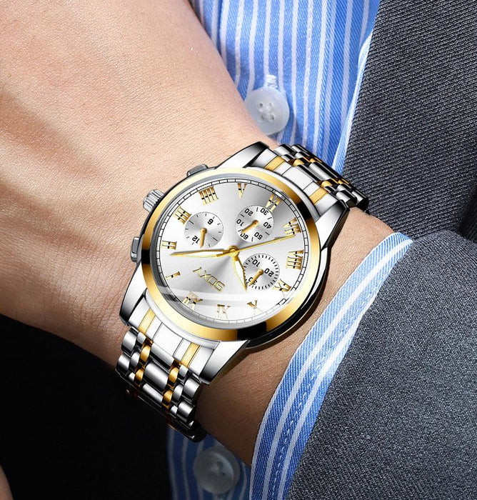 Business Watch Men Steel Metal Band Quartz Wristwatch