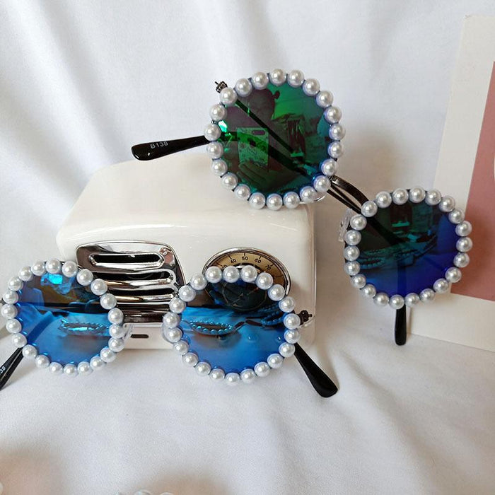Color Film Street Photography Children's Imitation Pearl Sunglasses