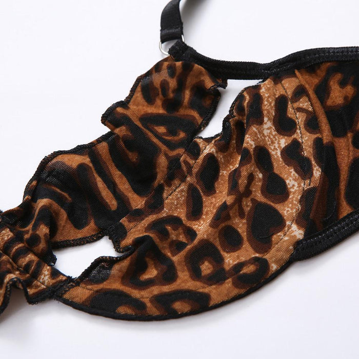 Sexy Leopard Underwear Hollow Sexy Lingerie Set