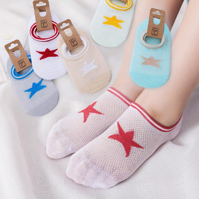 Spring Summer Children's Mesh Cartoon Cotton Boat Socks