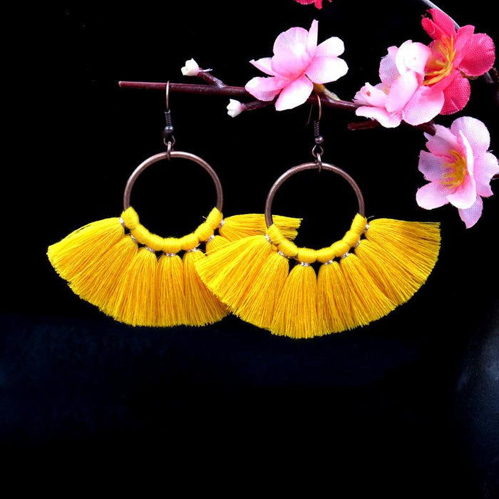 Women's Bohemian Handmade Fan-shaped Tassel Earrings