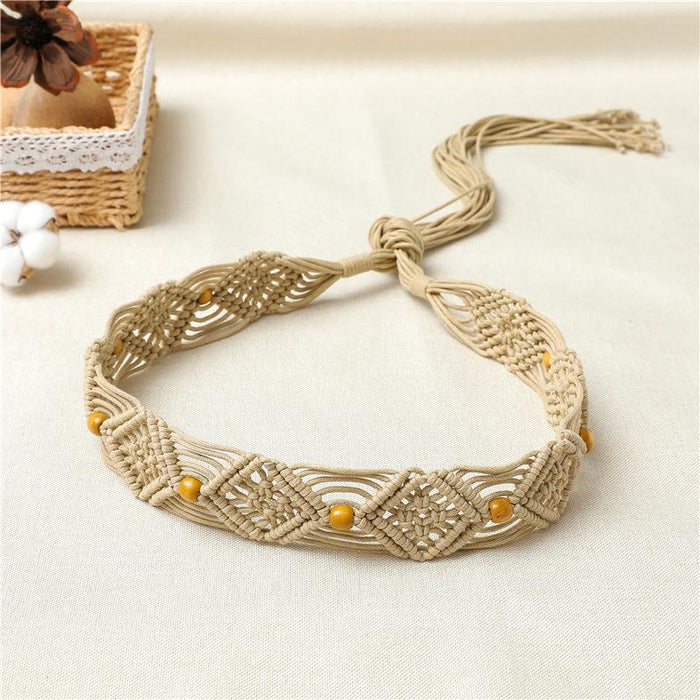 New women's wax rope woven belt fashion creative waist chain