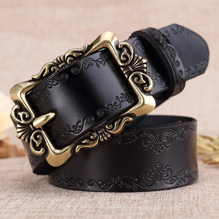 New Two-color Retro Embossed Wide Belt