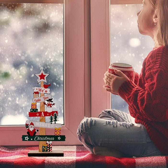 Wooden Desktop Christmas Tree Santa Claus DIY Decoration