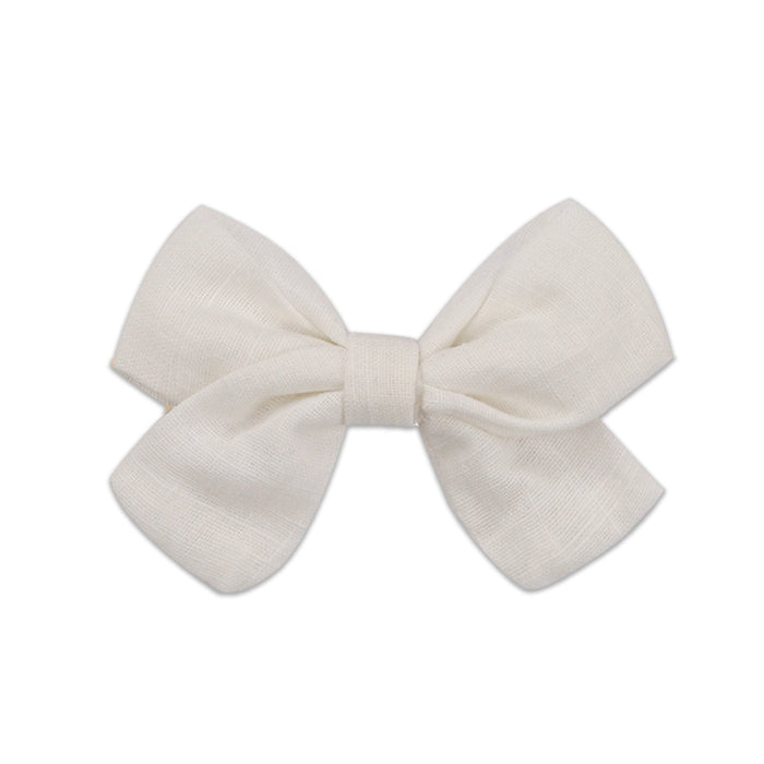 Slub cotton and linen bow hairpin