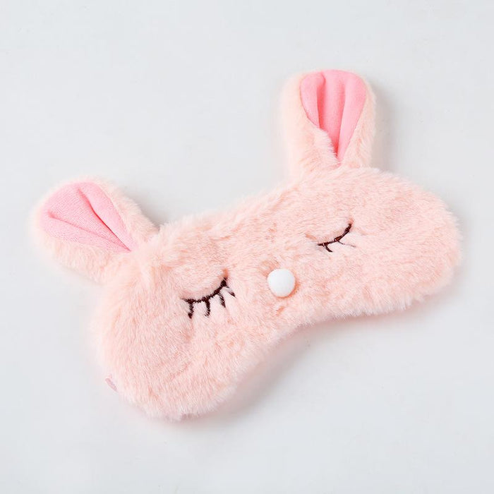 Cartoon Plush Pink Squint Rabbit Alpaca Sleeping Blindfold