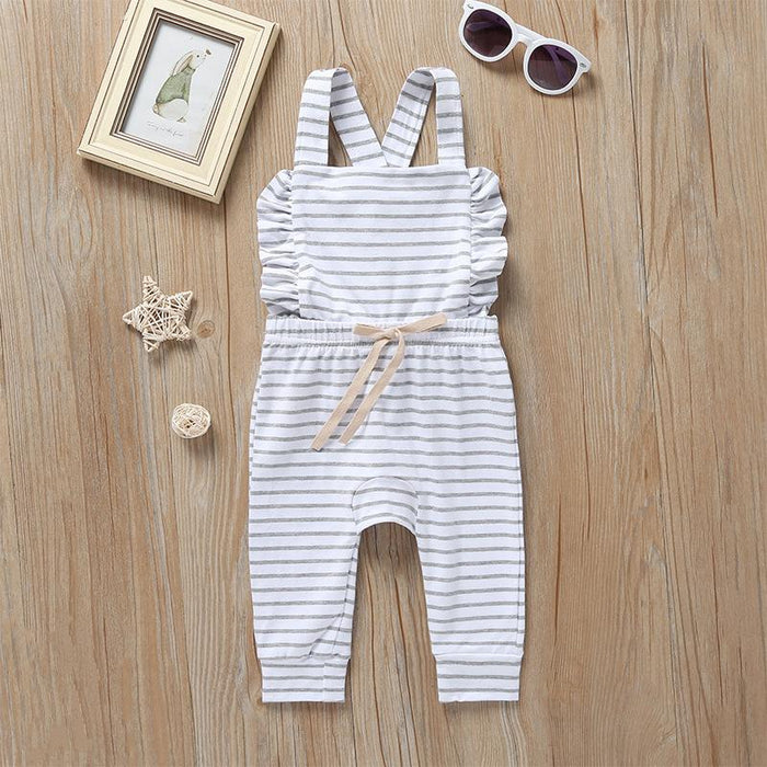 Baby Girls' Summer Striped Suspender Jumpsuit