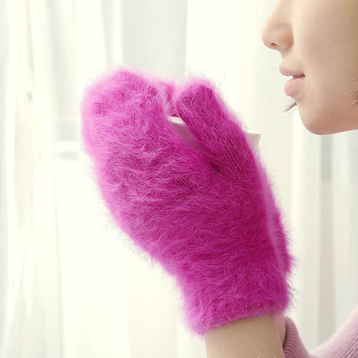 Female Elastic Full Fingers Gloves Cute Rabbit