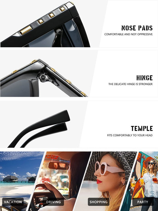 Personalized straight eyebrow rivet Sunglasses