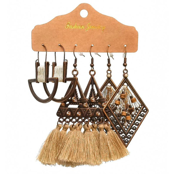 3 pairs/set Earrings Bohemian Style Jewelry X0X36213