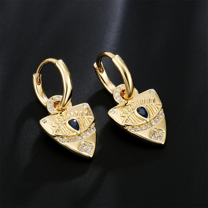 New Gold Color Zircon Devil's Eye Women's Earrings