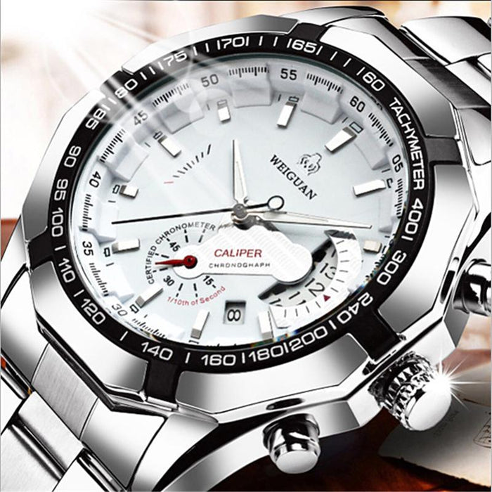 Luxury Men's Watches Stainless Steel Luminous Quartz Calendar Clock