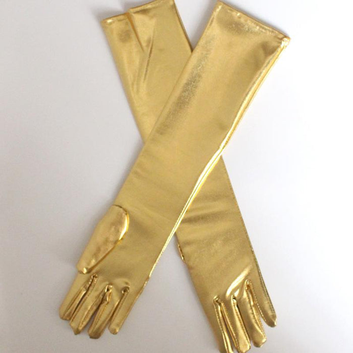 Long Patent Leather Gloves Sexy Coated Gloves